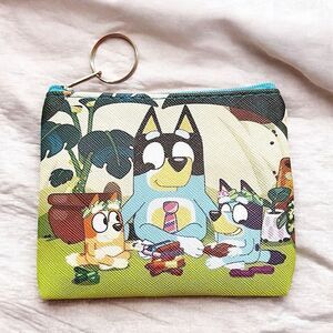 Bluey Dad With Kids Garden Coin Purse Keychain